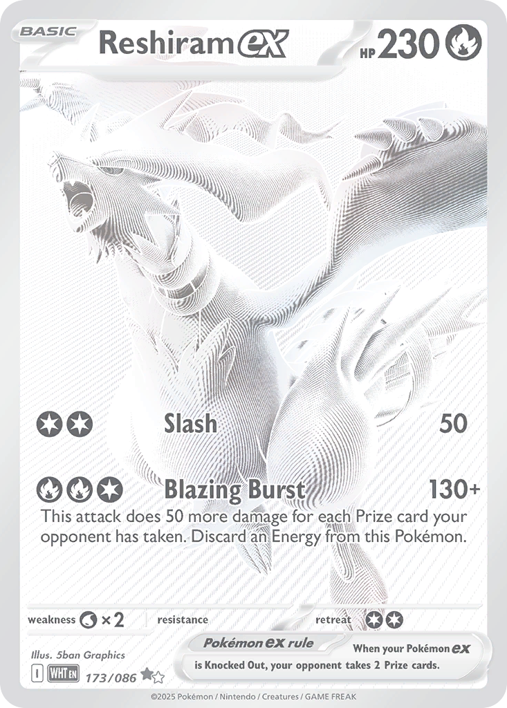 Reshiram ex Pokémon Card 173/086 from White Flare