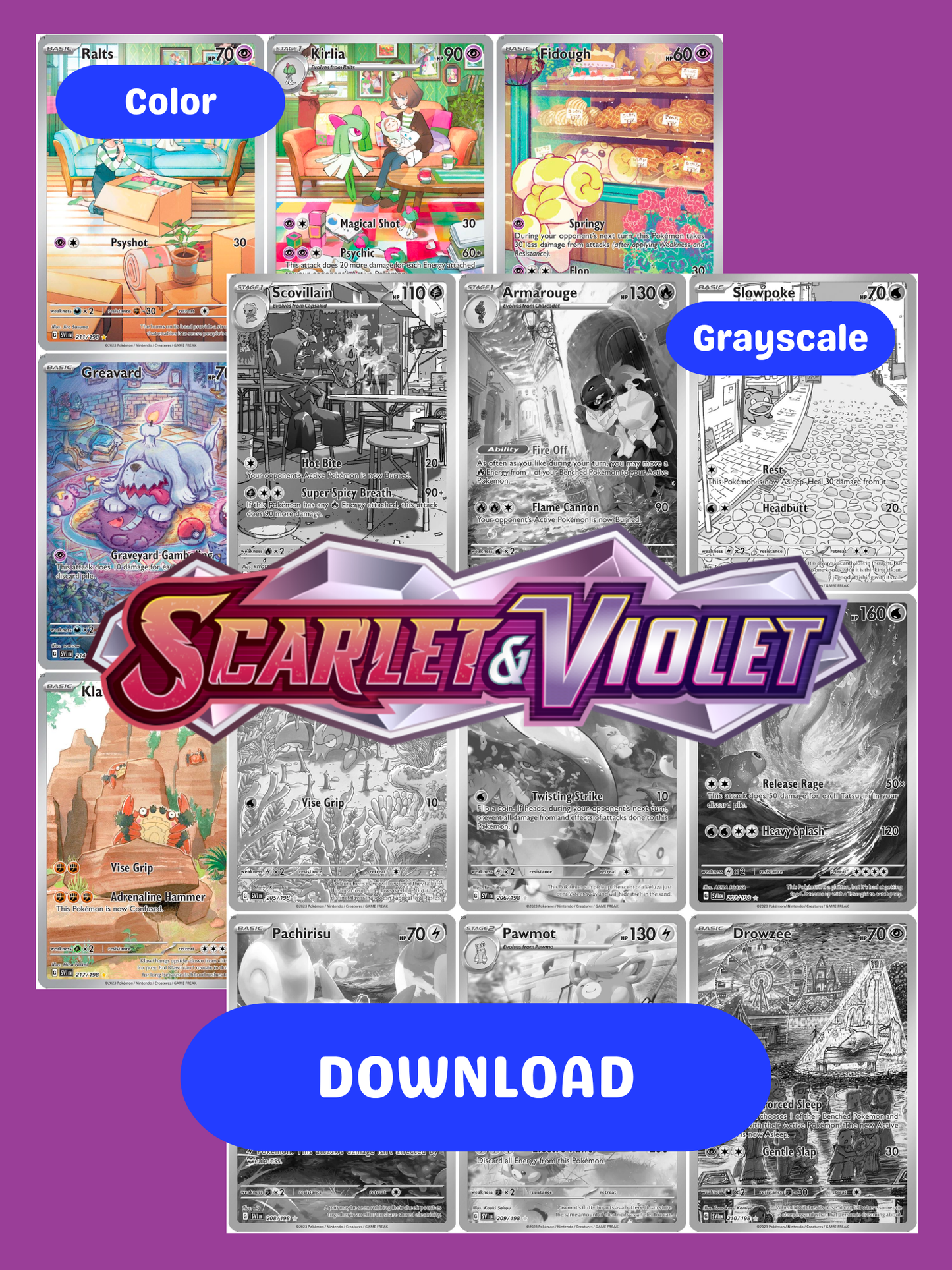 Scarlet & Violet: Base Set Printable Master and Complete Set Binder Placeholders + Checklist (Digital Download)