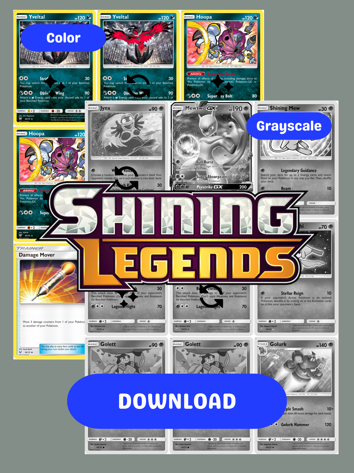Sun & Moon: Shining Legends Printable Master and Complete Set Binder Placeholders + Checklist (Digital Download)