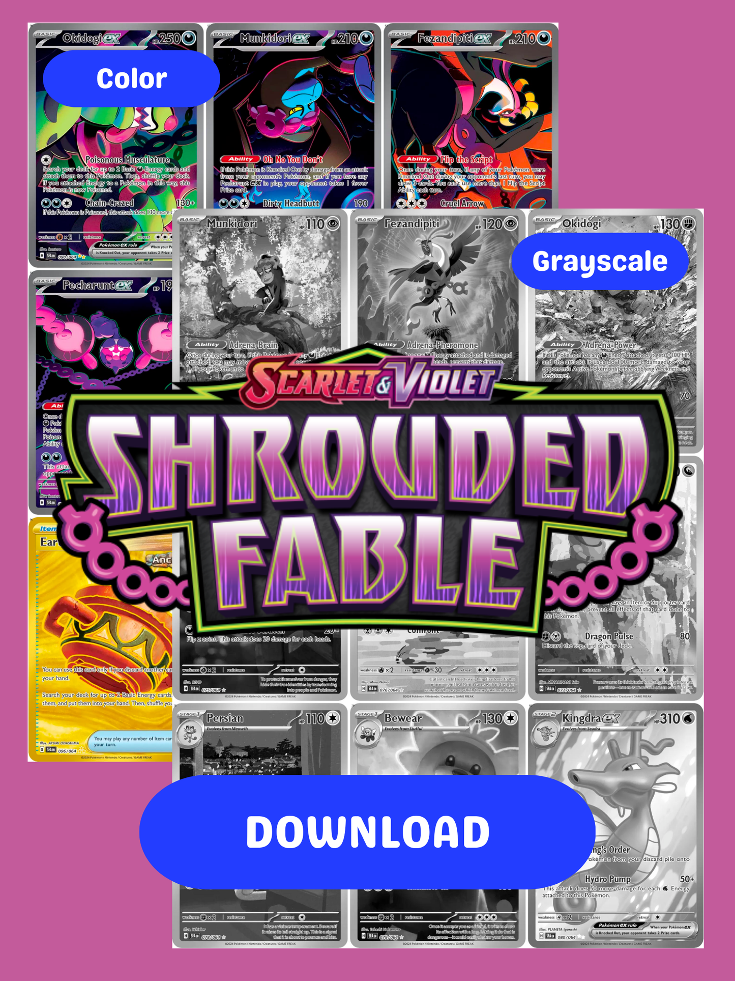 Scarlet & Violet: Shrouded Fable Printable Master and Complete Set Binder Placeholders + Checklist (Digital Download)