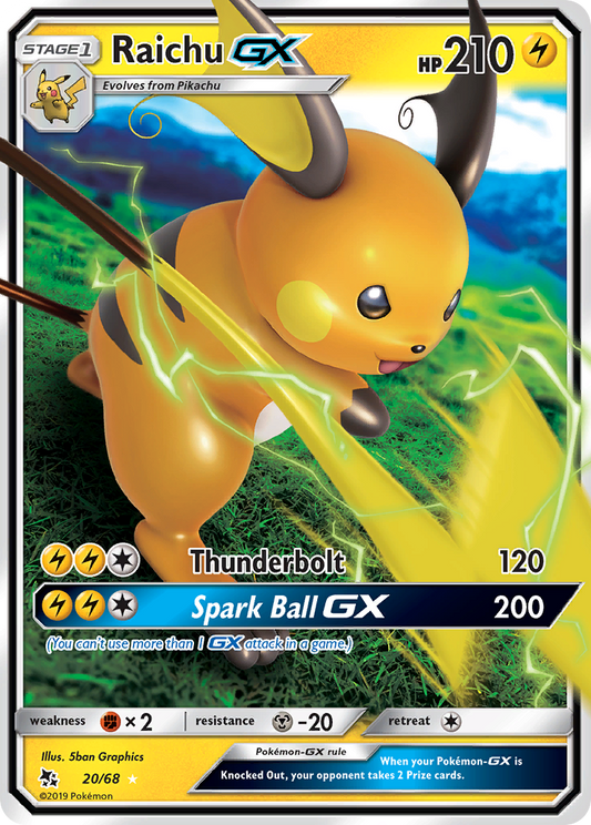 Raichu-GX Pokémon Card 020/068 from Hidden Fates
