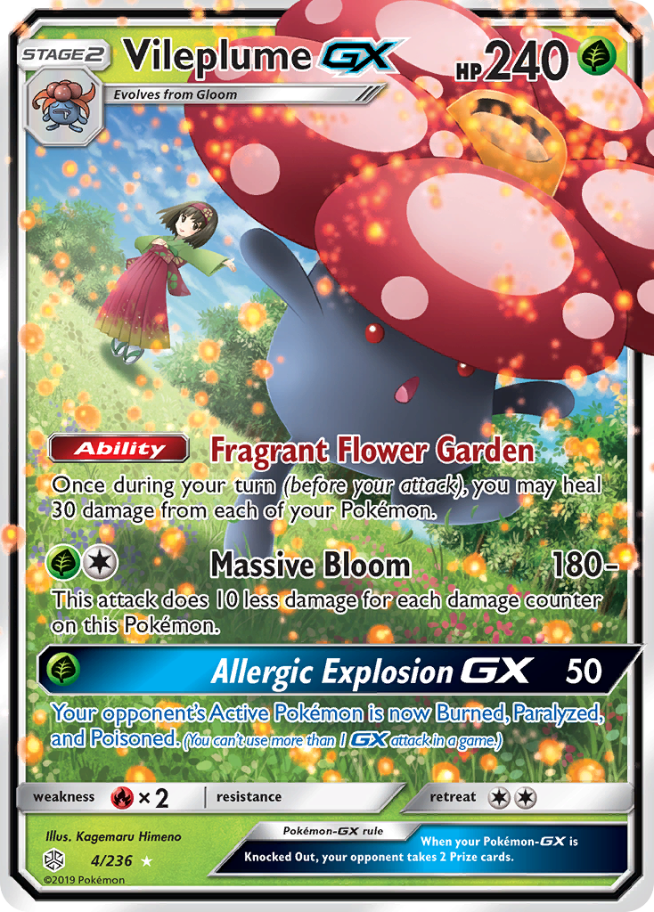 Vileplume-GX Pokémon Card 004/236 from Cosmic Eclipse