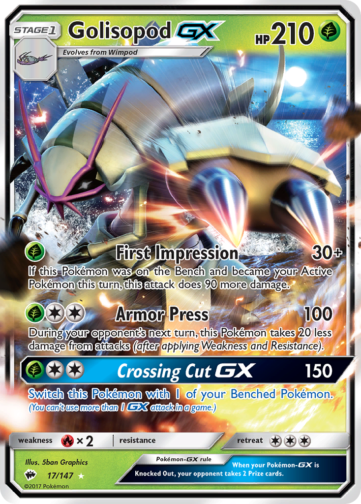 Golisopod-GX Pokémon Card 017/147 from Burning Shadows