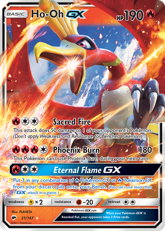 Ho-Oh-GX Pokémon Card 021/147 from Burning Shadows