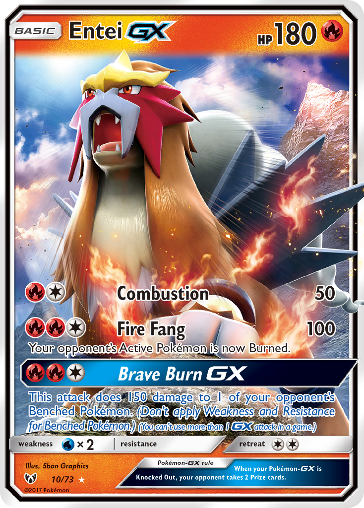 Entei-GX Pokémon Card 010/073 from Shining Legends