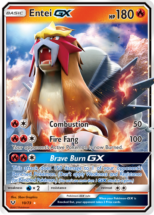 Entei-GX Pokémon Card 010/073 from Shining Legends