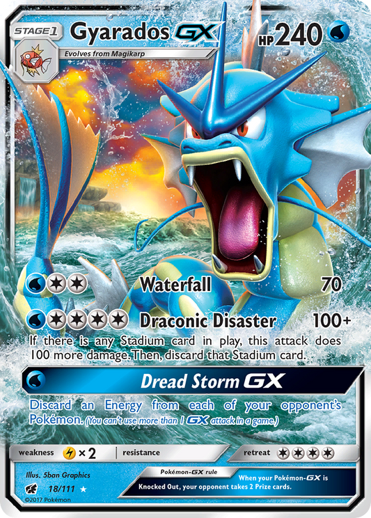 Gyarados-GX Pokémon Card 018/111 from Crimson Invasion