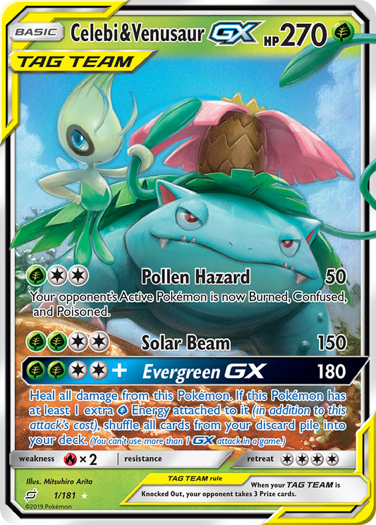 Celebi & Venusaur-GX Pokémon Card 001/181 from Team Up