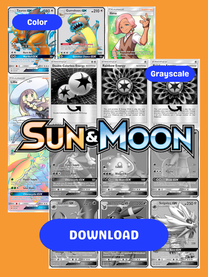 Sun & Moon: Base Set Printable Master and Complete Set Binder Placeholders + Checklist (Digital Download)