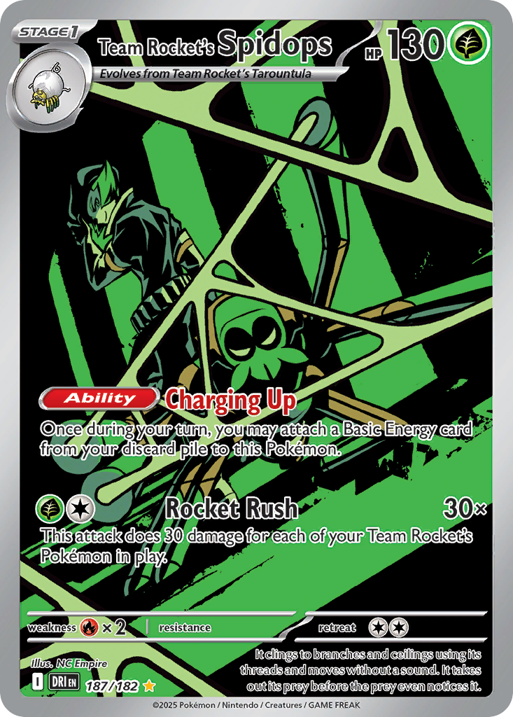Team Rocket's Spidops Pokémon Card 187/182 from Destined Rivals
