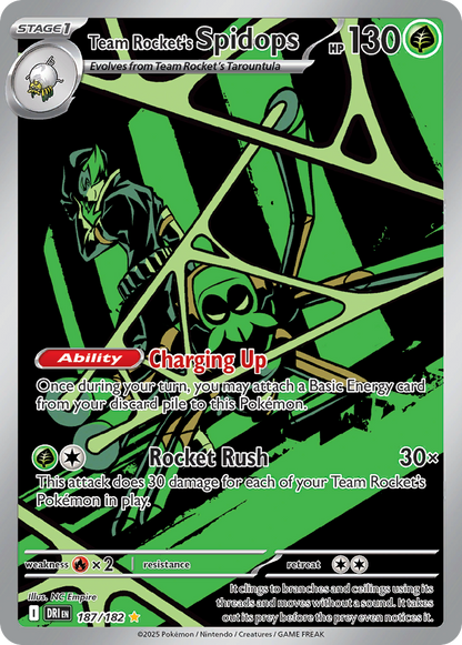 Team Rocket's Spidops Pokémon Card 187/182 from Destined Rivals