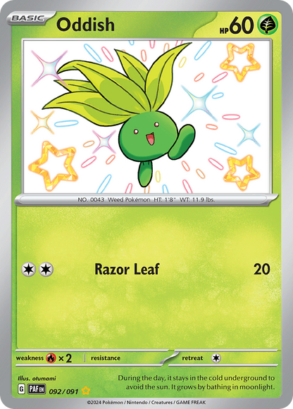 Oddish Pokémon Card 092/091 from Paldean Fates