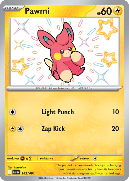 Pawmi Pokémon Card 142/091 from Paldean Fates