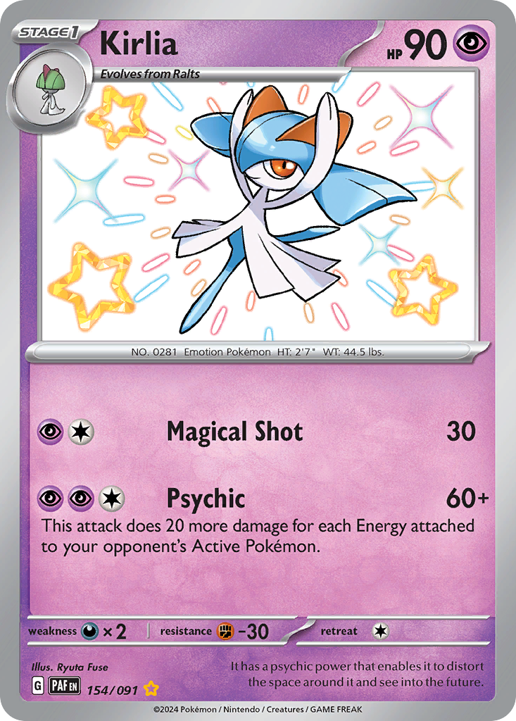 Kirlia Pokémon Card 154/091 from Paldean Fates