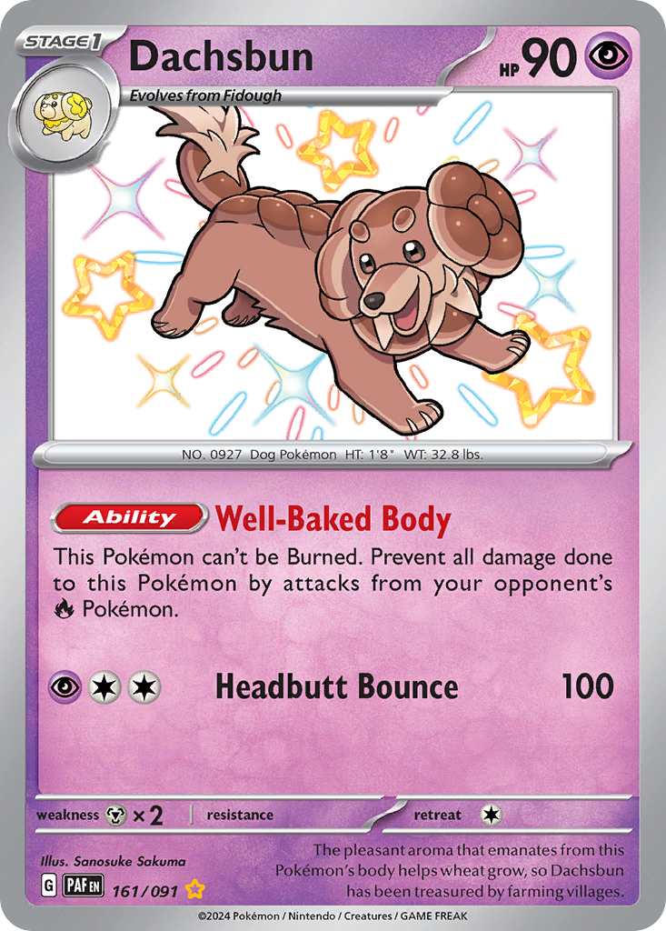 Dachsbun Pokémon Card 161/091 from Paldean Fates