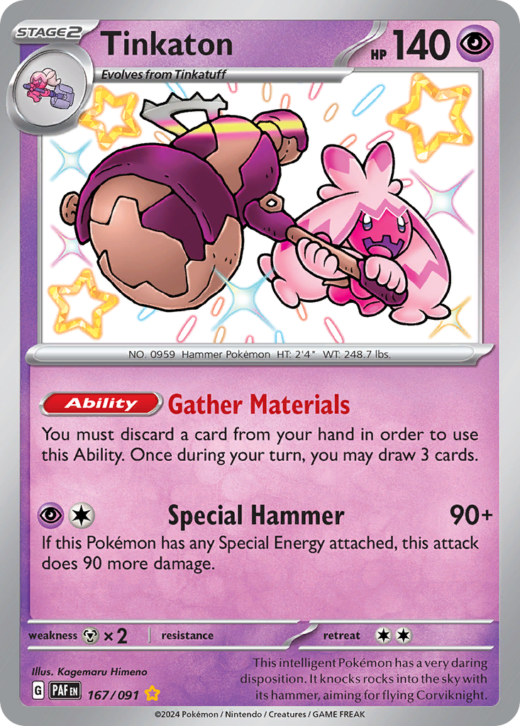 Tinkaton Pokémon Card 167/091 from Paldean Fates