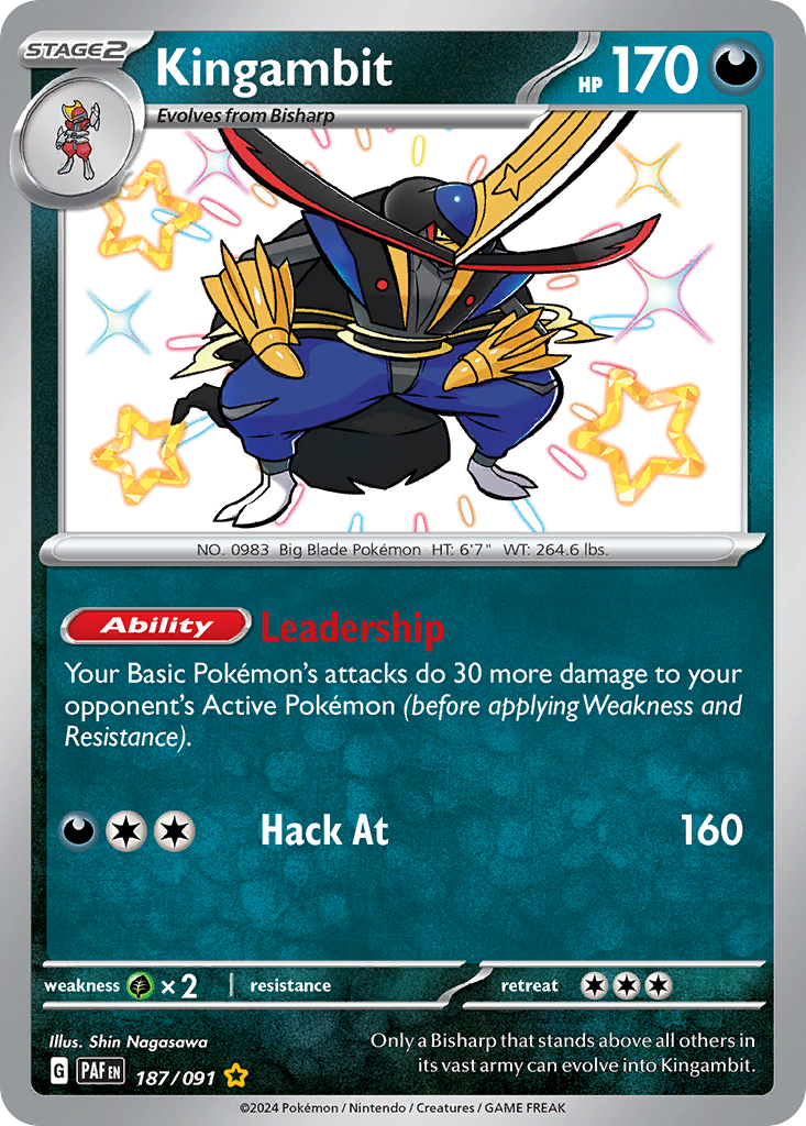 Kingambit Pokémon Card 187/091 from Paldean Fates