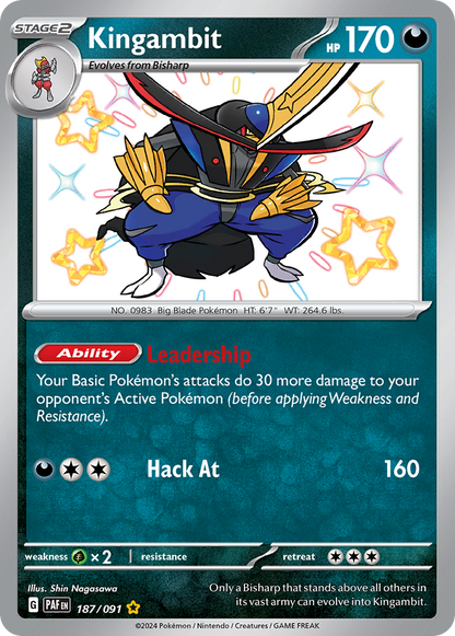 Kingambit Pokémon Card 187/091 from Paldean Fates