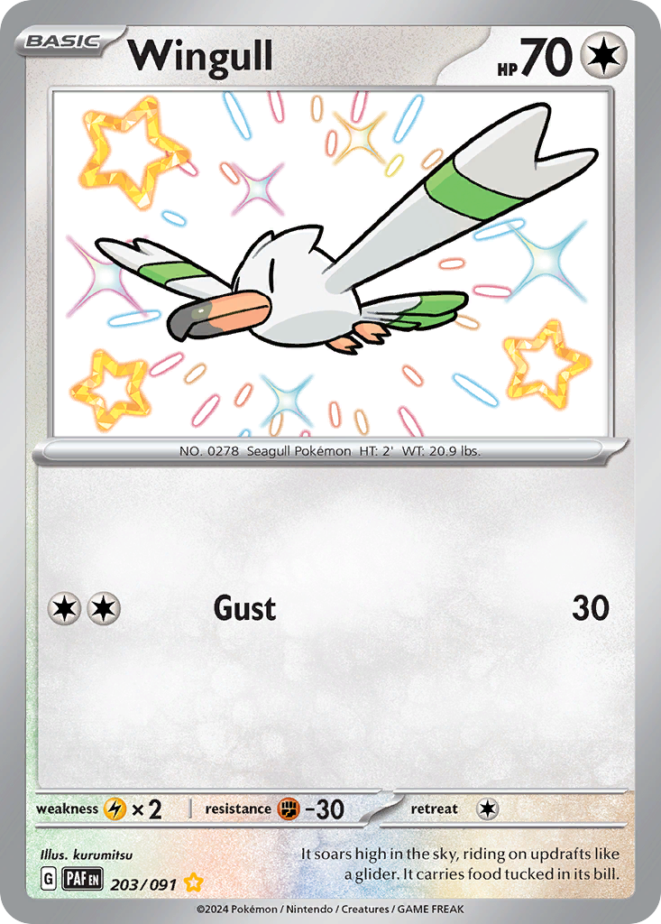 Wingull Pokémon Card 203/091 from Paldean Fates