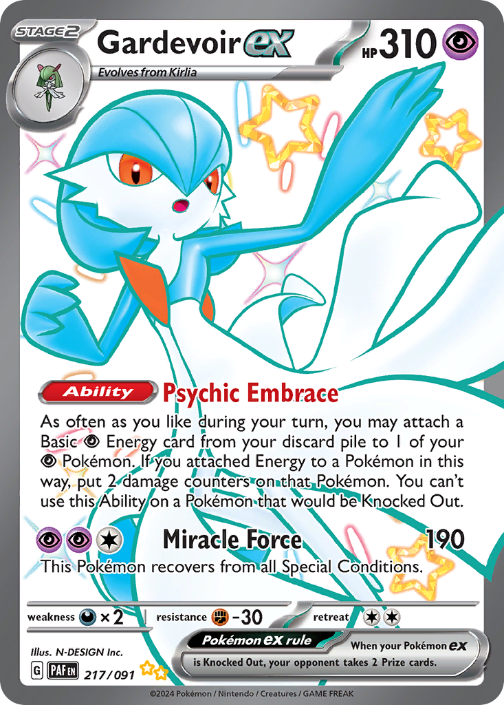 Gardevoir ex Pokémon Card 217/091 from Paldean Fates