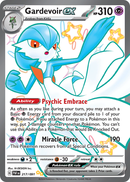 Gardevoir ex Pokémon Card 217/091 from Paldean Fates