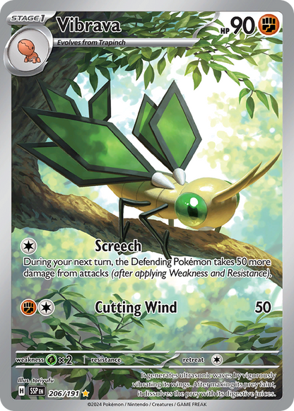 Vibrava Pokémon Card 206/191 from Surging Sparks