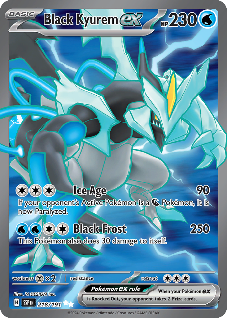Black Kyurem ex Pokémon Card 218/191 from Surging Sparks