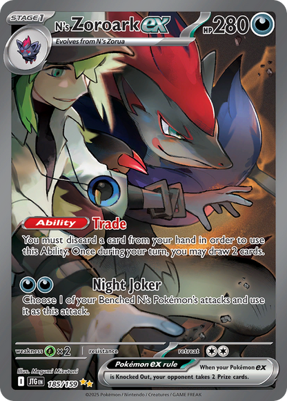 N's Zoroark ex Pokémon Card 185/159 from Journey Together