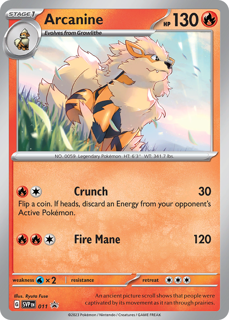 Arcanine Pokémon Card 011/215 from Scarlet & Violet Black Star Promos