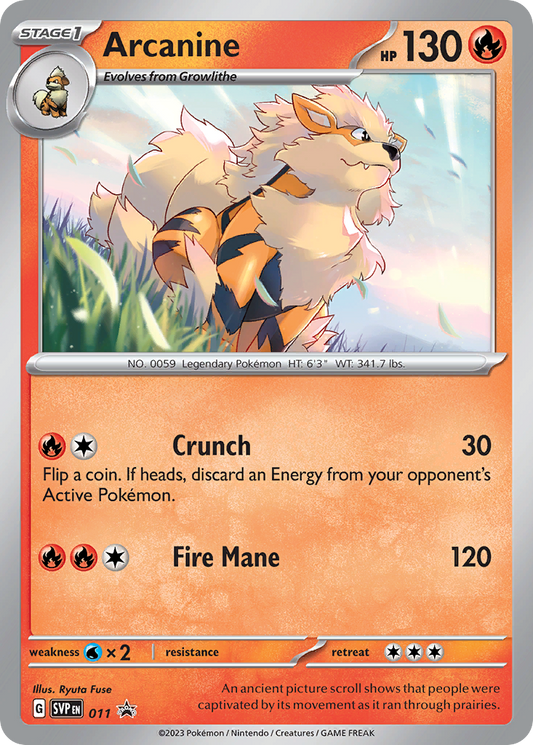 Arcanine Pokémon Card 011/215 from Scarlet & Violet Black Star Promos