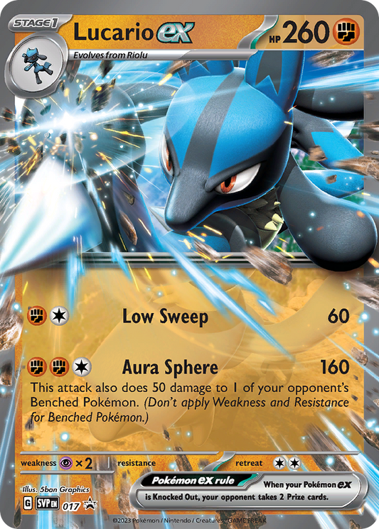 Lucario ex Pokémon Card 017/215 from Scarlet & Violet Black Star Promos