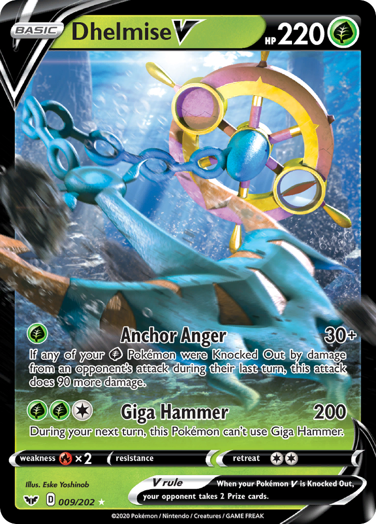 Dhelmise V Pokémon Card 009/202 from Sword & Shield