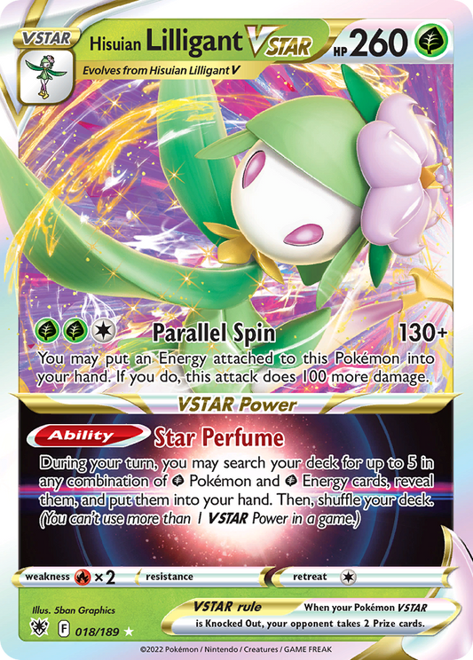 Hisuian Lilligant VSTAR Pokémon Card 018/189 from Astral Radiance