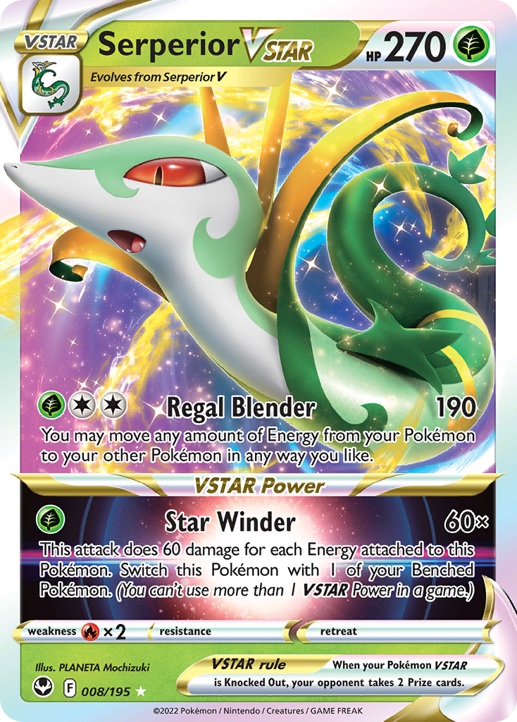 Serperior VSTAR Pokémon Card 008/195 from Silver Tempest