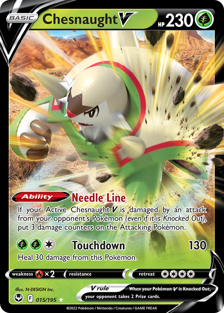 Chesnaught V Pokémon Card 015/195 from Silver Tempest