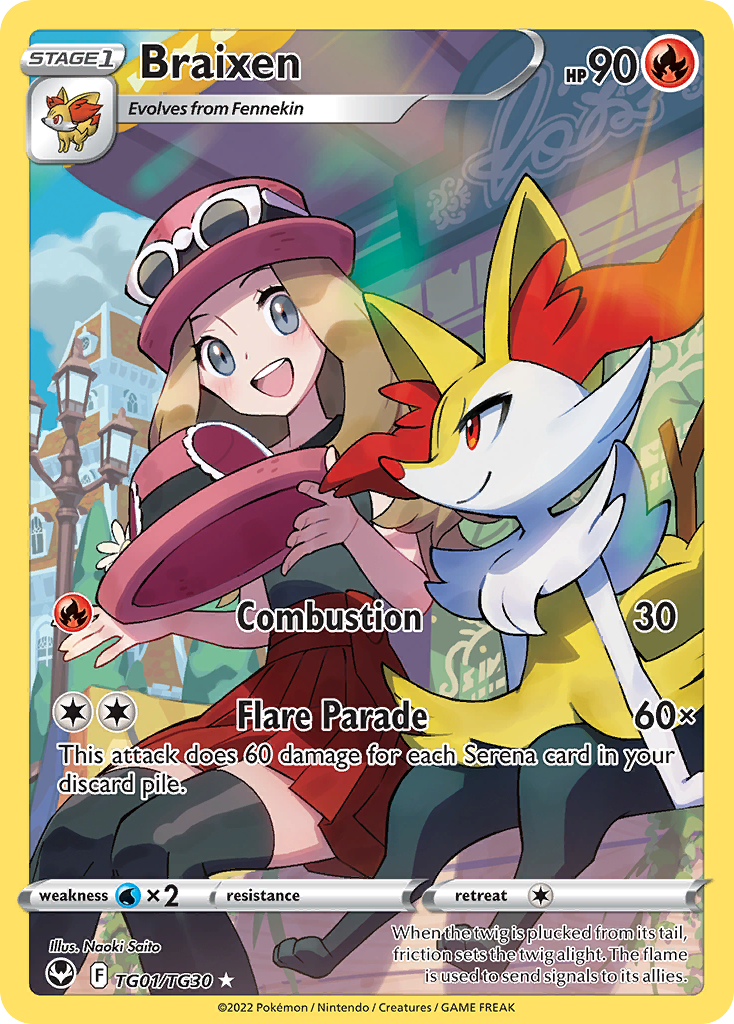 Braixen Pokémon Card TG01/030 from Silver Tempest Trainer Gallery