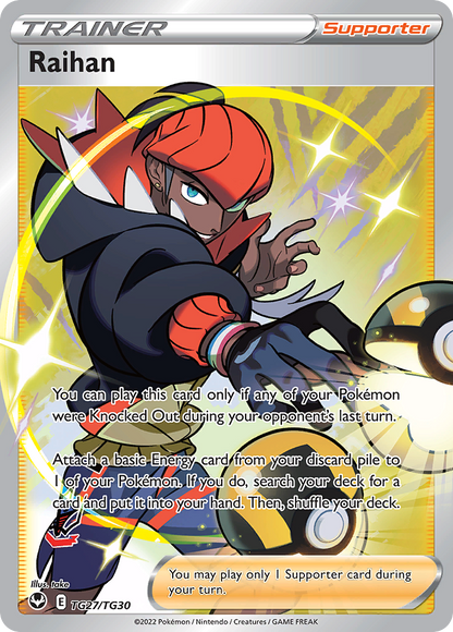 Raihan Pokémon Card TG27/030 from Silver Tempest Trainer Gallery