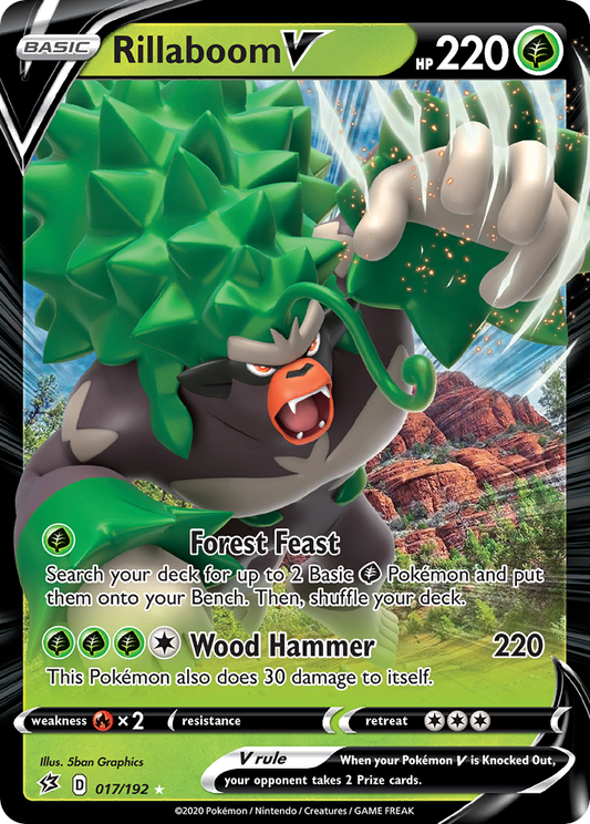 Rillaboom V Pokémon Card 017/192 from Rebel Clash