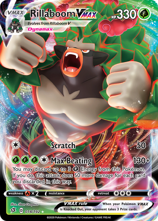 Rillaboom VMAX Pokémon Card 018/192 from Rebel Clash