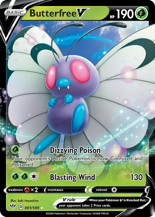 Butterfree V Pokémon Card 001/189 from Darkness Ablaze