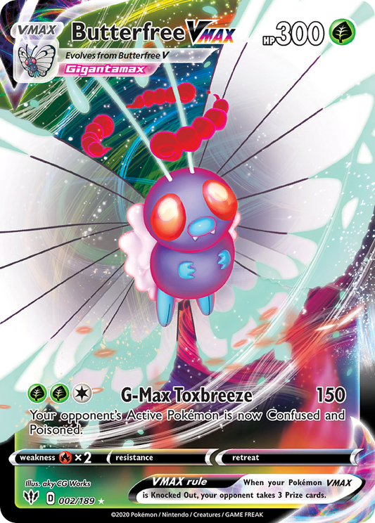 Butterfree VMAX Pokémon Card 002/189 from Darkness Ablaze