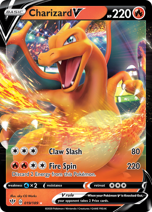 Charizard V Pokémon Card 019/189 from Darkness Ablaze