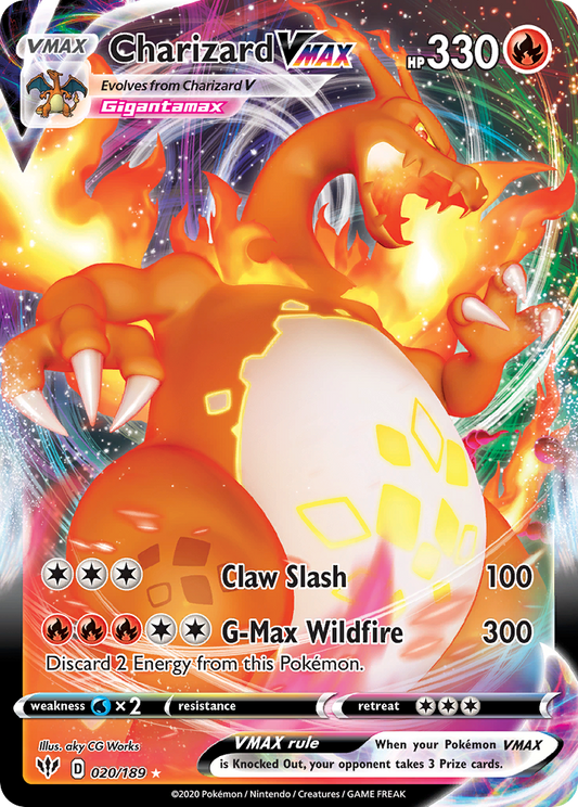Charizard VMAX Pokémon Card 020/189 from Darkness Ablaze