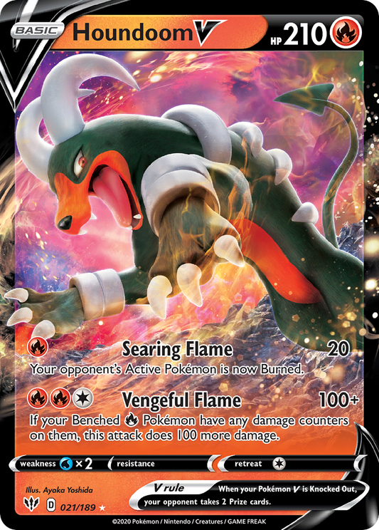 Houndoom V Pokémon Card 021/189 from Darkness Ablaze