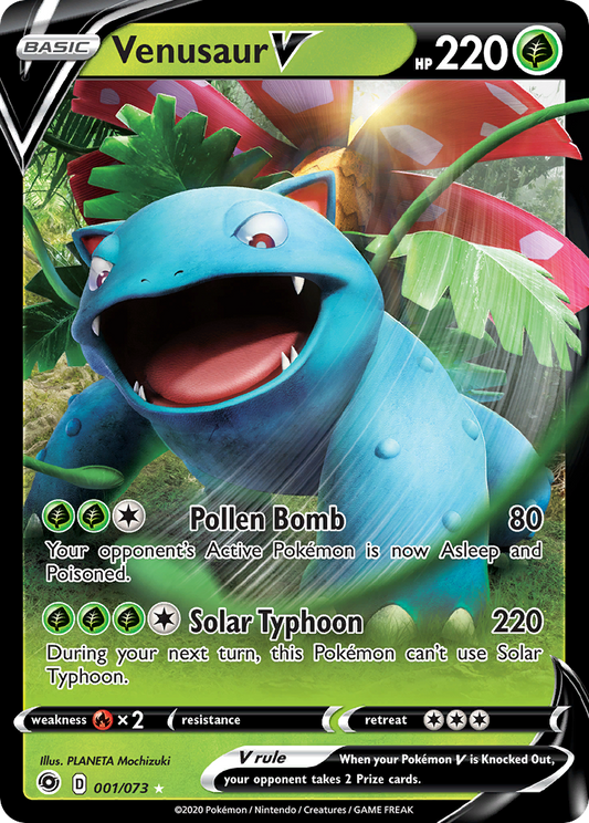 Venusaur V Pokémon Card 001/073 from Champion's Path