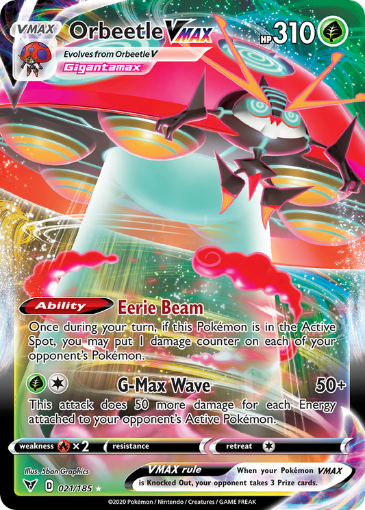 Orbeetle VMAX Pokémon Card 021/185 from Vivid Voltage