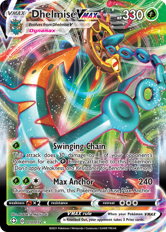 Dhelmise VMAX Pokémon Card 010/072 from Shining Fates