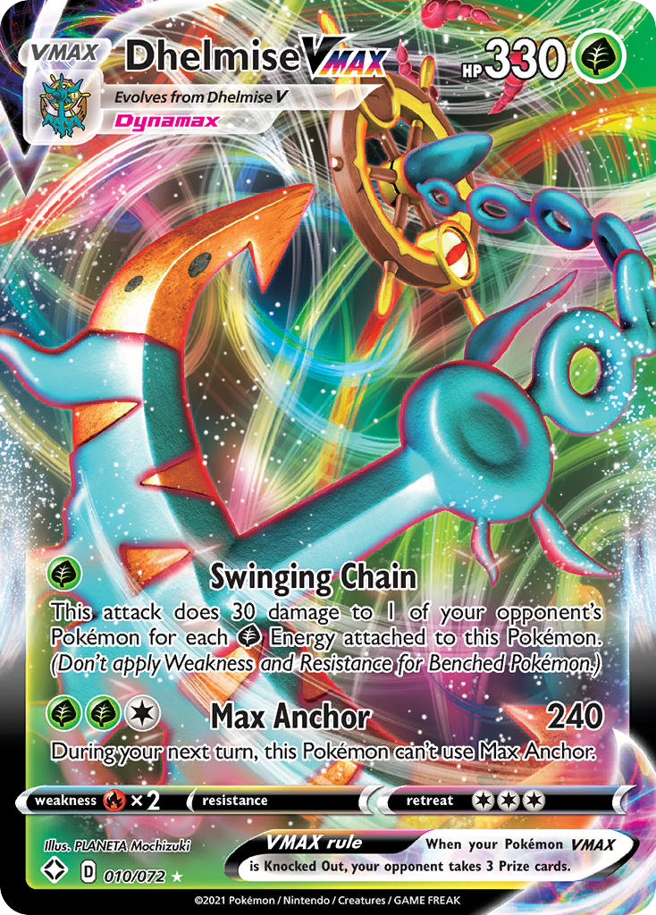 Dhelmise VMAX Pokémon Card 010/072 from Shining Fates