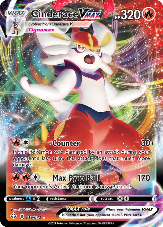 Cinderace VMAX Pokémon Card 019/072 from Shining Fates