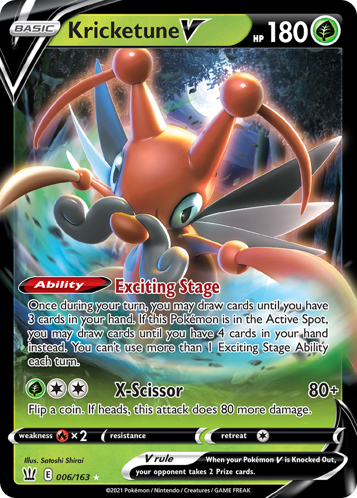 Kricketune V Pokémon Card 006/163 from Battle Styles